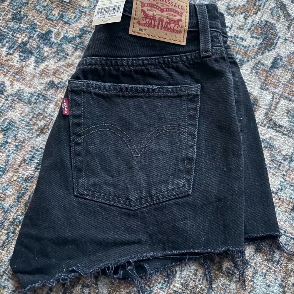 Levi's Black Frayed Denim Cutoff Shorts